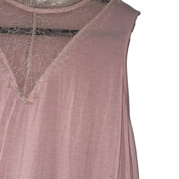 Paper + Tee Pink Sleeveless Lace-Trimmed Top Womens 2X Rayon/Spandex Blend - Picture 2 of 9